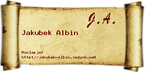 Jakubek Albin névjegykártya